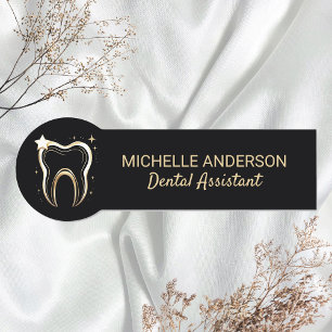 Trendy Beruflich Dental Assistant Black Gold Namensschild