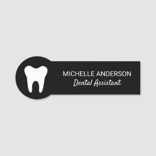 Trendy Beruflich Dental Assistant Schwarz-weiß Namensschild