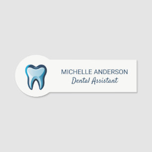 Trendy Beruflich Dental Assistant white Blue Namensschild