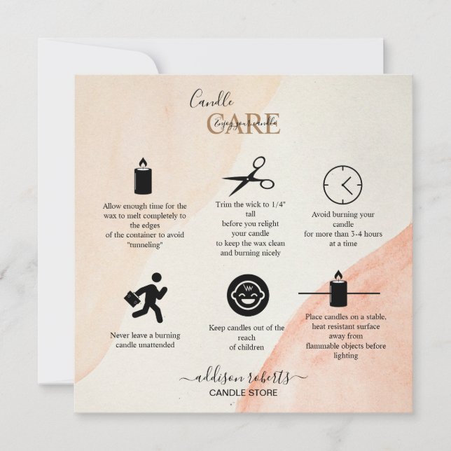 Trendy Beruflich Orange Terracotta Candle Care Dankeskarte (Vorderseite)