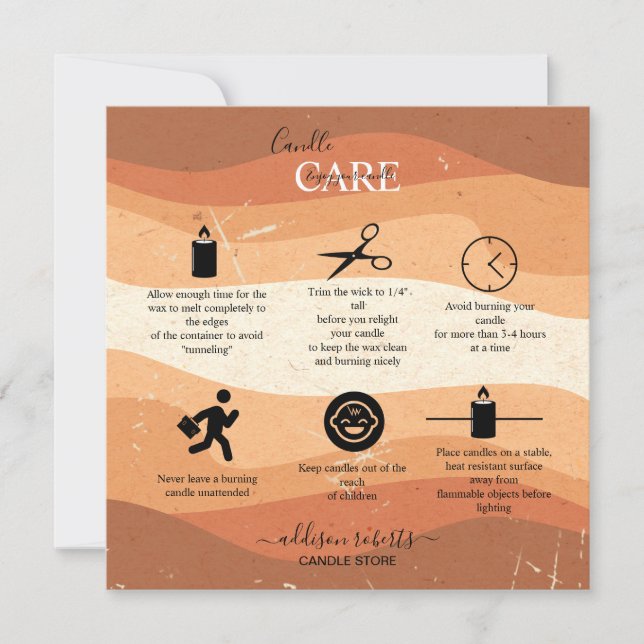 Trendy Beruflich Orange Terracotta Candle Care Dankeskarte (Vorderseite)