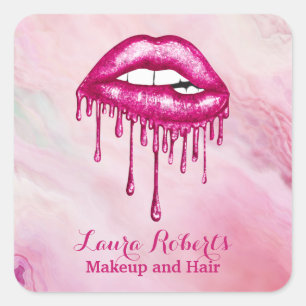 Trendy Beruflich Pink Dripping Lips Quadratischer Aufkleber