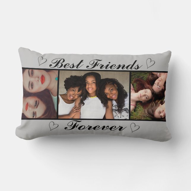 Trendy Best Friends Forever 3 Fotos Collage Lendenkissen (Vorderseite)