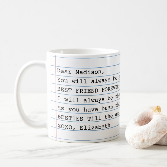 Trendy Best Friends Foto Notebook Letter Message Kaffeetasse (Mit Donut)