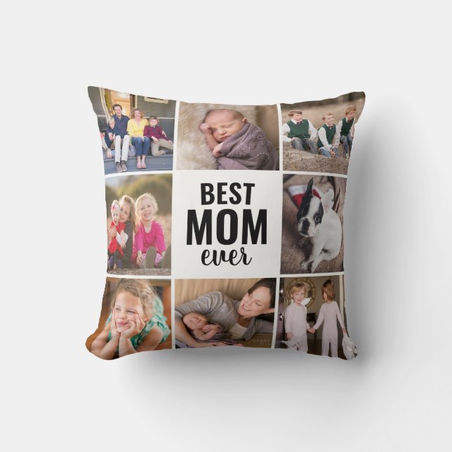 Trendy Best Mama je 8 Foto Moderne Mutter Mama Kissen (Vorderseite)