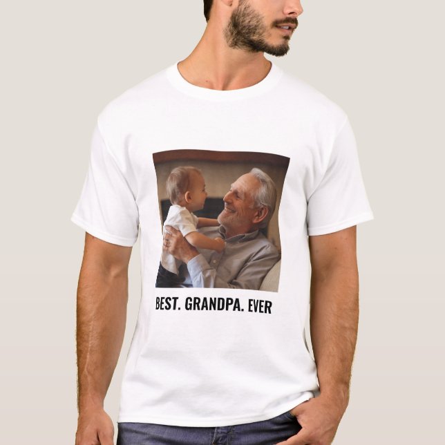 Trendy Best Opa je Custom Family Foto T-Shirt (Vorderseite)