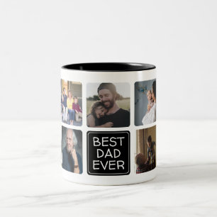 Trendy Best VATER je Script Einfach 9 Foto Collage Zweifarbige Tasse