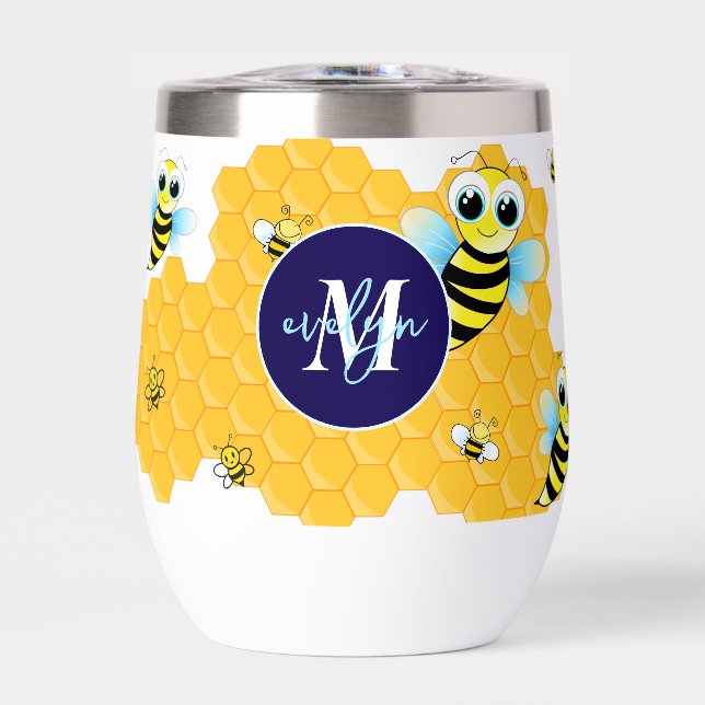 Trendy Big Blue Eyes Bee & Hives (Vorderseite)