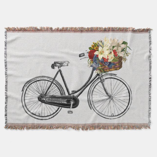 Trendy Bike Blume Rad werfen Decke (Vorderseite)