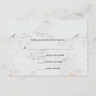 Trendy Birdcages and FlowersWedding Response Card RSVP Karte