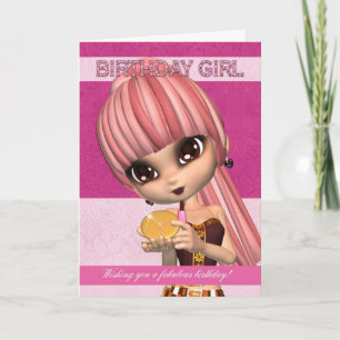 Trendy Birthday Girl Grußkarten Teenager mit C Karte