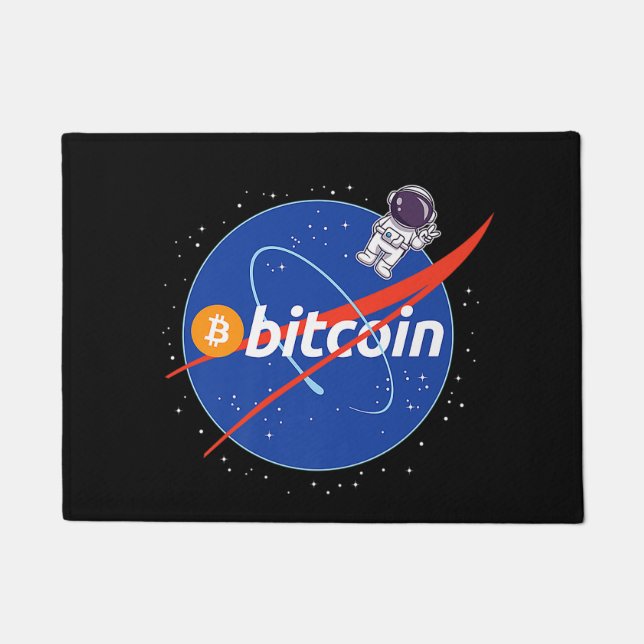 Trendy Bitcoin Astronaut Space Crypto Fußmatte (Vorderseite)