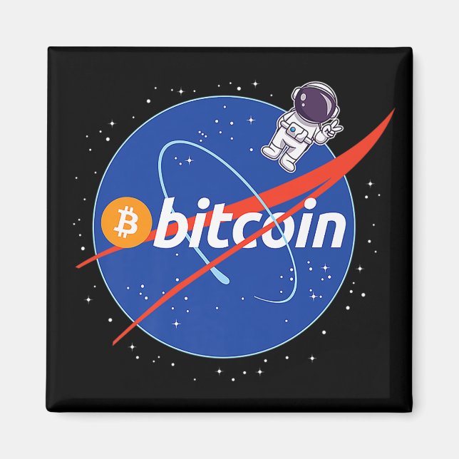 Trendy Bitcoin Astronaut Space Crypto Magnet (Vorne)