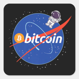 Trendy Bitcoin Astronaut Space Crypto Quadratischer Aufkleber
