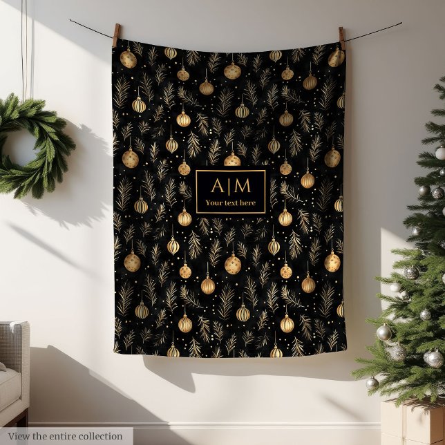 Trendy black and gold watercolor personalized fleecedecke (Trendy black and gold watercolor personalized Fleece Blanket)