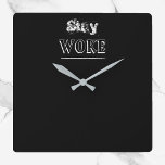 Trendy Black and White Bleibe Uhr<br><div class="desc">Bleibe Uhr mit dekorativer,  bedrückter lass.  Schwarz und Weiß.</div>