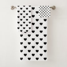 Trendy Black and White Hearts Muster
