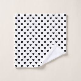 Trendy Black and White Hearts Muster Waschlappen