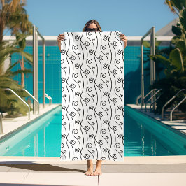 Trendy Black and White Swirls Strandtuch