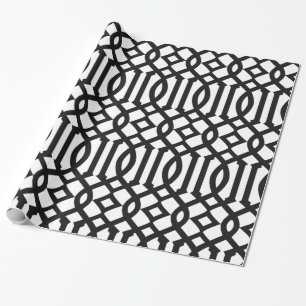 Trendy Black and White Trellis Pattern Geschenkpapier