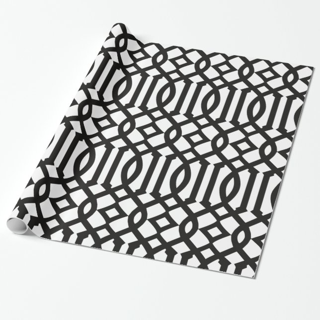 Trendy Black and White Trellis Pattern Geschenkpapier (Ungerollt)