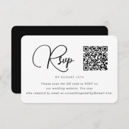 Trendy Black and White Wedding RSVP mit QR Code