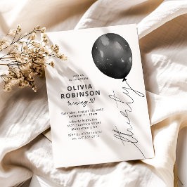Trendy Black Balloon 30. Geburtstag Einladung