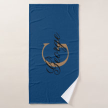 Trendy Black Blue Gold Stylisches Monogramm