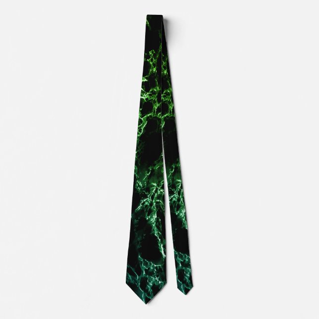 Trendy Black & Blue Green Neon Marmorstein - Cool Krawatte (Vorderseite)
