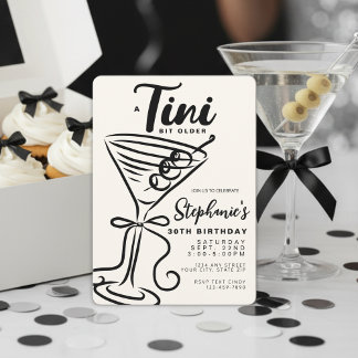 Trendy Black Bow Tini Bit Ältere 30. Geburtstag Einladung
