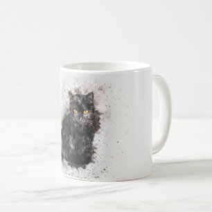 Trendy Black Cat Distressed Image Kaffeetasse