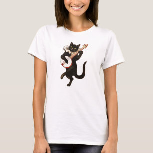 Trendy Black Cat Playing Banjo T-Shirt