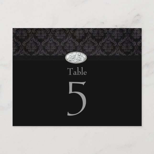 Trendy Black Damask Diamond Hochzeitskarte Postkarte (Vorderseite)