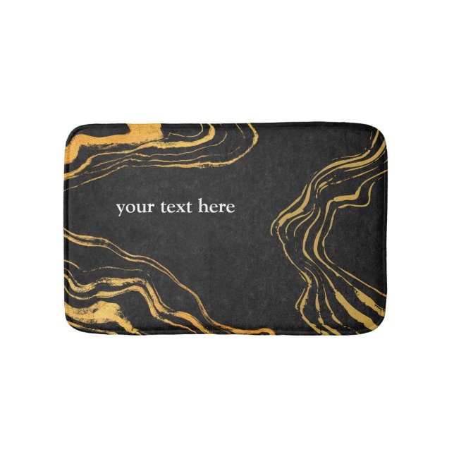 Trendy Black Gold Luxury Mit Monogramm Badematte (Vorderseite)