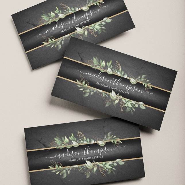 Trendy Black & Gold - Moderne Foliage Visitenkarte (Von Creator hochgeladen)
