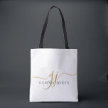 Trendy Black Gold Monogram Initial Script Name<br><div class="desc">Tragen Sie Ihren Stil, wo immer Sie gehen mit dieser eleganten Monogramm Tote-Tasche. Es wurde mit anmutigen goldenen Schriftzeichen entworfen, gepaart mit einem raffinierten Serifennamen, verbindet moderne Eleganz mit alltäglicher Funktion. Diese vielseitige Tasche eignet sich hervorragend für Pendeln, Shoppingtouren oder behaltend Wesentliches, die bei der Arbeit organisiert werden. Sie eignet...</div>