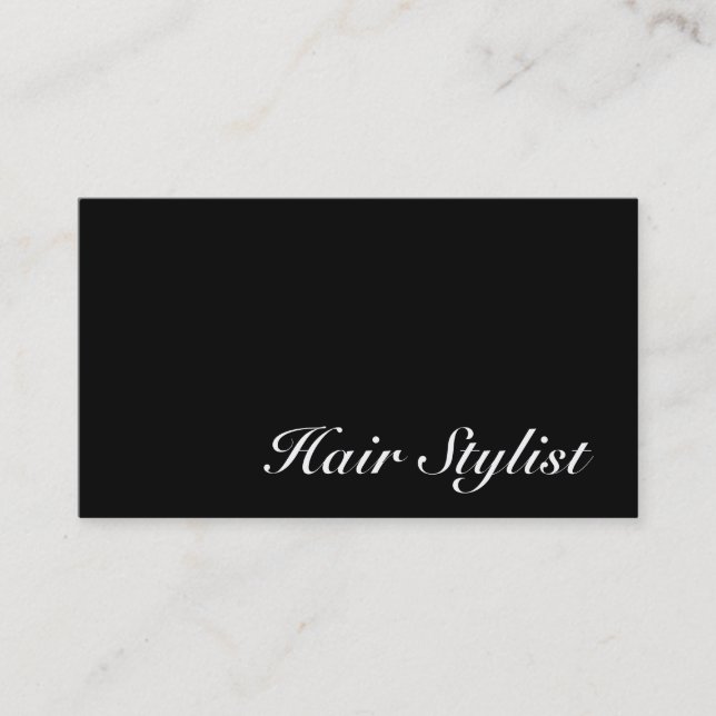 Trendy Black Gray Hair Stylist Business Card Visitenkarte (Vorderseite)