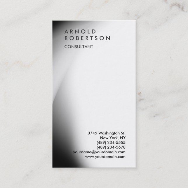 Trendy Black Gray White Monogram Business Card Visitenkarte (Vorderseite)
