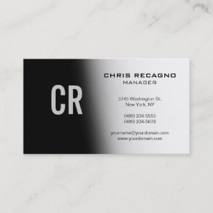 Trendy Black Gray White Monogram Business Card Visitenkarte