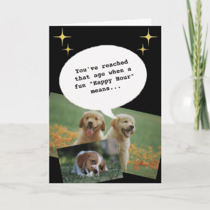Trendy Black Happy Hour Altes sonniges Geburtstag Karte