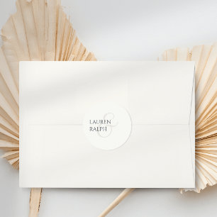 Trendy Black & Ivory Script Wedding Runder Aufkleber