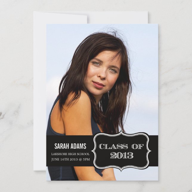 Trendy Black Label Class of 2013 Abschluss Card Ankündigung (Vorderseite)