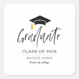 Trendy Black letting Abschluss Quadratischer Aufkleber