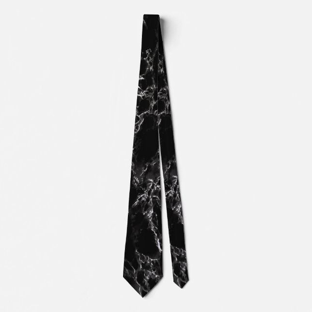 Trendy Black Marble Stone Krawatte (Vorderseite)