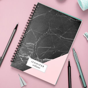 Trendy Black Marble Texture Notizblock