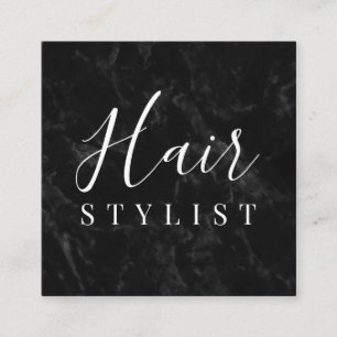 Trendy Black Marmor Haar Stift Signatur Quadratische Visitenkarte