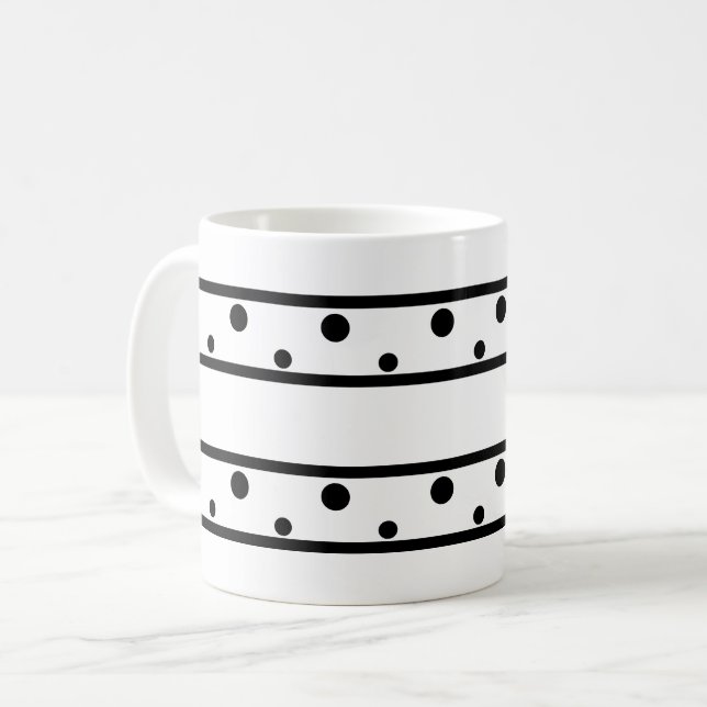 Trendy Black Polka Dots Kaffeetasse (Vorderseite Links)