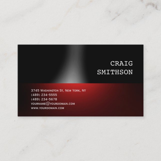 Trendy Black Red Consultant Business Card Visitenkarte (Vorderseite)