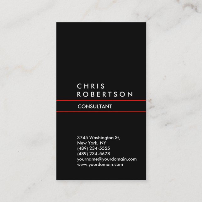 Trendy Black Red Lines Business Card Visitenkarte (Vorderseite)