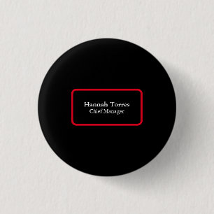 Trendy Black & Red Schlicht Creative Modern Button